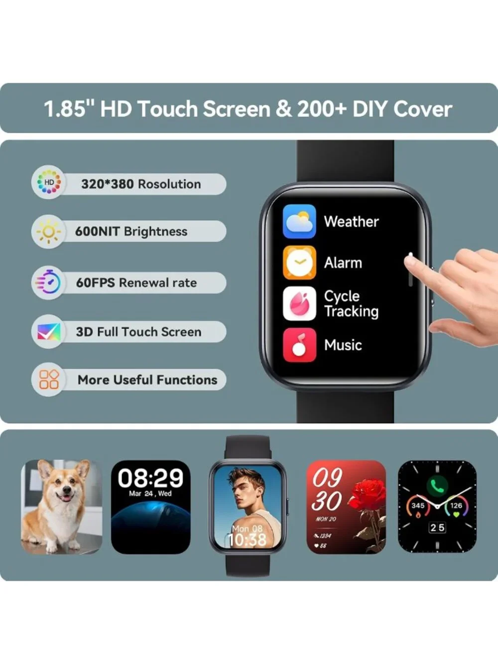 Waterproof Smart Watch for Fitness Tracking, Heart Rate & Sleep Monitor, 120